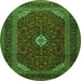 Machine Washable Medallion Green Traditional Area Rugs, wshtr2408grn