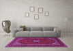 Machine Washable Medallion Pink Traditional Rug in a Living Room, wshtr2408pnk