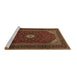 Sideview of Machine Washable Medallion Brown Traditional Rug, wshtr2408brn