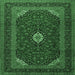 Square Medallion Emerald Green Traditional Rug, tr2408emgrn