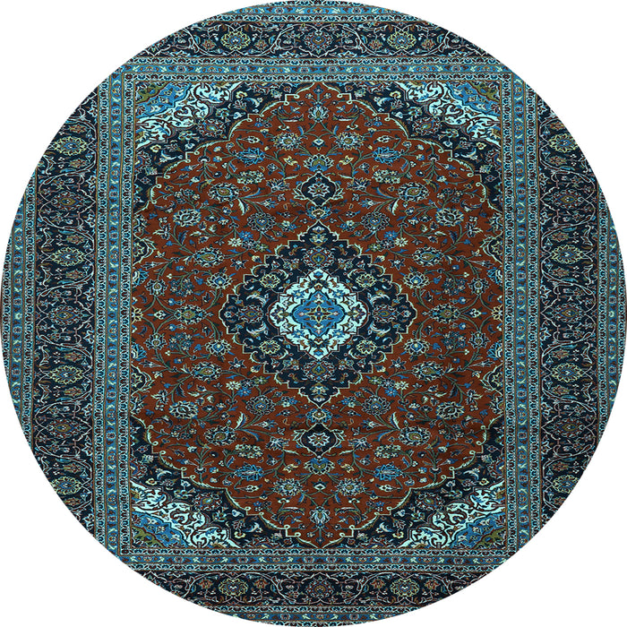 Round Medallion Light Blue Traditional Rug, tr2408lblu