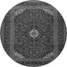 Machine Washable Medallion Gray Traditional Rug, wshtr2408gry