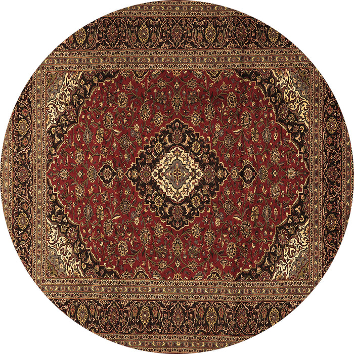 Round Medallion Brown Traditional Rug, tr2408brn