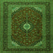 Round Machine Washable Medallion Green Traditional Area Rugs, wshtr2408grn