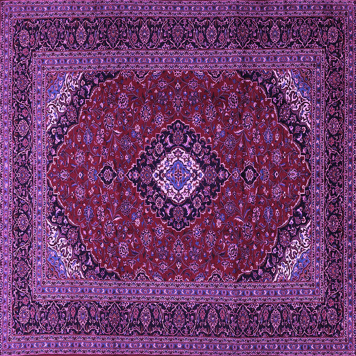 Square Machine Washable Medallion Purple Traditional Area Rugs, wshtr2408pur