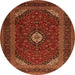 Machine Washable Medallion Orange Traditional Area Rugs, wshtr2408org