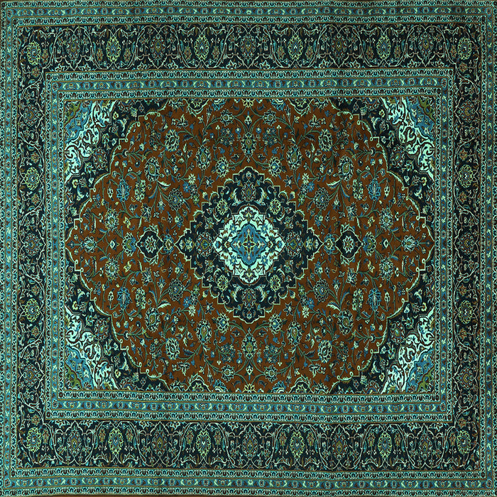 Square Medallion Turquoise Traditional Rug, tr2408turq