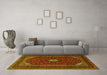 Machine Washable Medallion Yellow Traditional Rug in a Living Room, wshtr2408yw