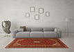 Machine Washable Medallion Orange Traditional Area Rugs in a Living Room, wshtr2408org