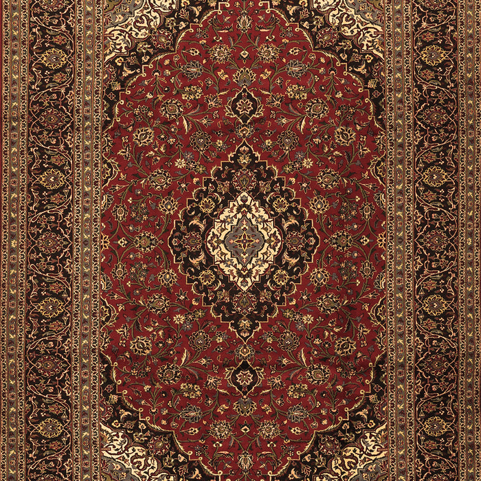 Machine Washable Medallion Brown Traditional Rug, wshtr2408brn