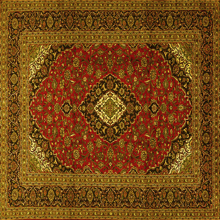 Square Medallion Yellow Traditional Rug, tr2408yw