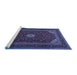 Sideview of Machine Washable Medallion Blue Traditional Rug, wshtr2408blu