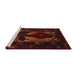 Sideview of Machine Washable Traditional Red Brown Rug, wshtr2409