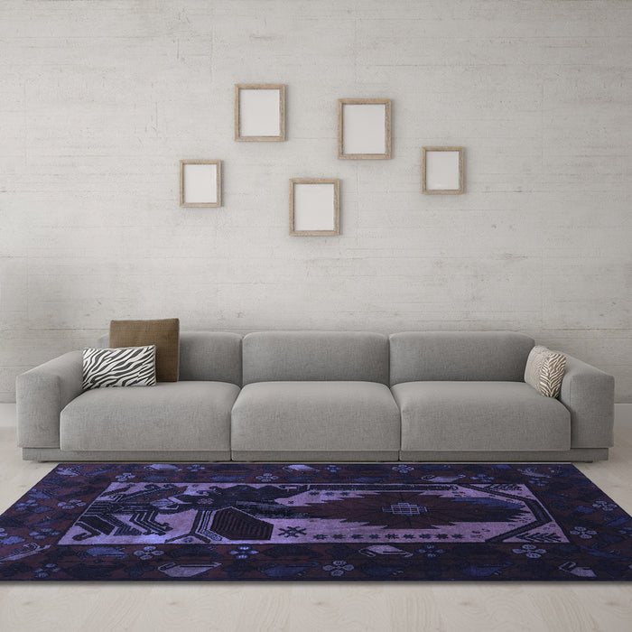 Machine Washable Persian Blue Traditional Rug in a Living Room, wshtr2409blu