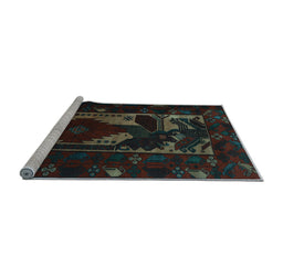 Sideview of Machine Washable Persian Light Blue Traditional Rug, wshtr2409lblu