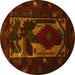 Round Persian Yellow Traditional Rug, tr2409yw