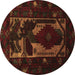 Round Machine Washable Persian Brown Traditional Rug, wshtr2409brn