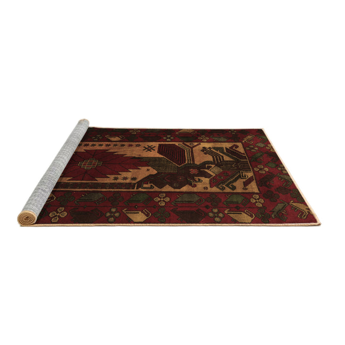 Sideview of Machine Washable Persian Brown Traditional Rug, wshtr2409brn
