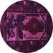 Round Machine Washable Persian Purple Traditional Area Rugs, wshtr2409pur