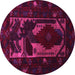 Round Machine Washable Persian Pink Traditional Rug, wshtr2409pnk