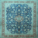 Square Medallion Light Blue Traditional Rug, tr240lblu