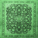 Square Medallion Emerald Green Traditional Rug, tr240emgrn