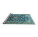 Sideview of Machine Washable Medallion Light Blue Traditional Rug, wshtr240lblu