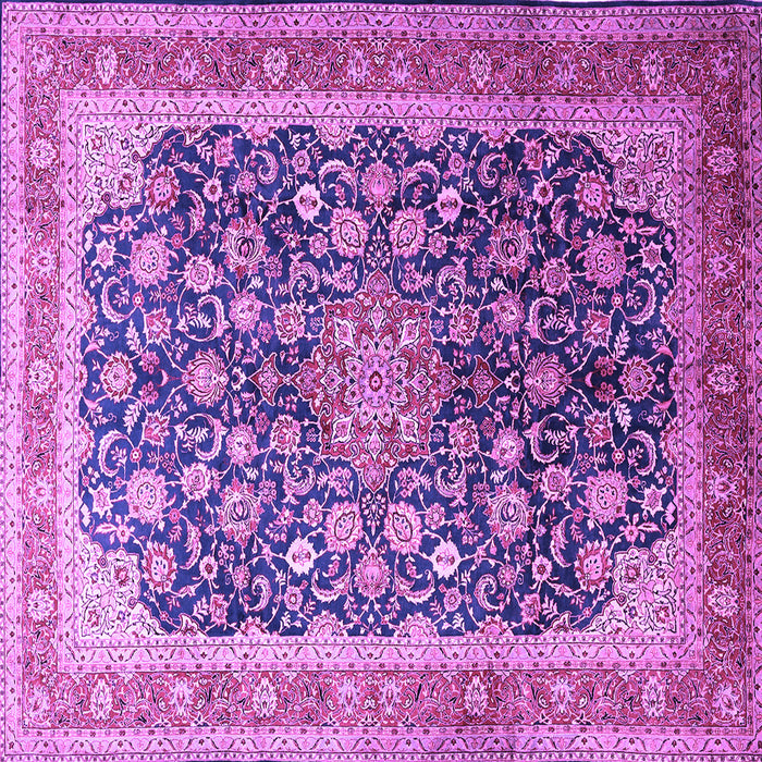 Square Machine Washable Medallion Purple Traditional Area Rugs, wshtr240pur