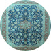 Round Medallion Light Blue Traditional Rug, tr240lblu