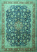 Machine Washable Medallion Turquoise Traditional Area Rugs, wshtr240turq