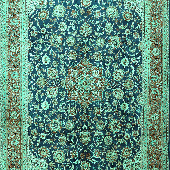 Machine Washable Medallion Turquoise Traditional Area Rugs, wshtr240turq