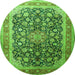 Machine Washable Medallion Green Traditional Area Rugs, wshtr240grn