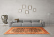 Machine Washable Medallion Orange Traditional Area Rugs in a Living Room, wshtr240org