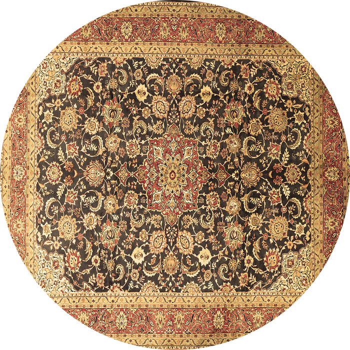 Round Medallion Brown Traditional Rug, tr240brn