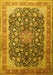 Machine Washable Medallion Yellow Traditional Rug, wshtr240yw