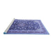 Sideview of Machine Washable Medallion Blue Traditional Rug, wshtr240blu