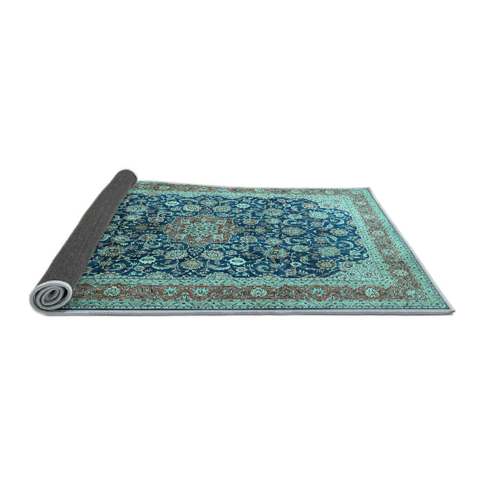 Sideview of Medallion Light Blue Traditional Rug, tr240lblu