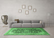 Machine Washable Medallion Emerald Green Traditional Area Rugs in a Living Room,, wshtr240emgrn