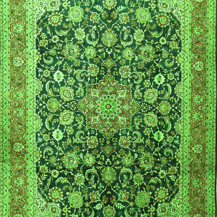 Serging Thickness of Machine Washable Medallion Green Traditional Area Rugs, wshtr240grn