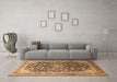 Machine Washable Medallion Brown Traditional Rug in a Living Room,, wshtr240brn