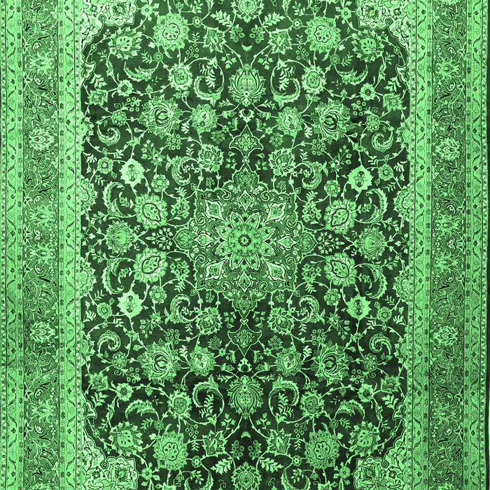 Machine Washable Medallion Emerald Green Traditional Area Rugs, wshtr240emgrn