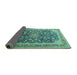 Sideview of Medallion Turquoise Traditional Rug, tr240turq