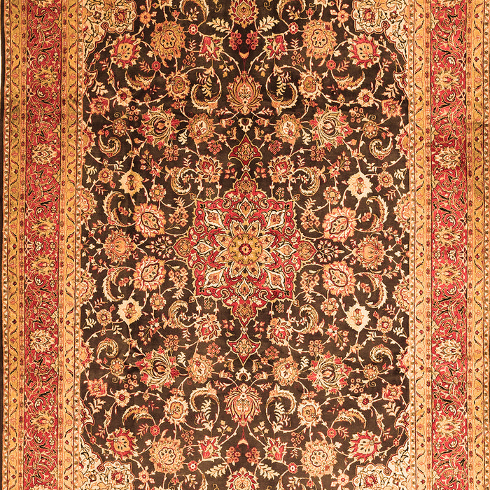 Serging Thickness of Machine Washable Medallion Orange Traditional Area Rugs, wshtr240org