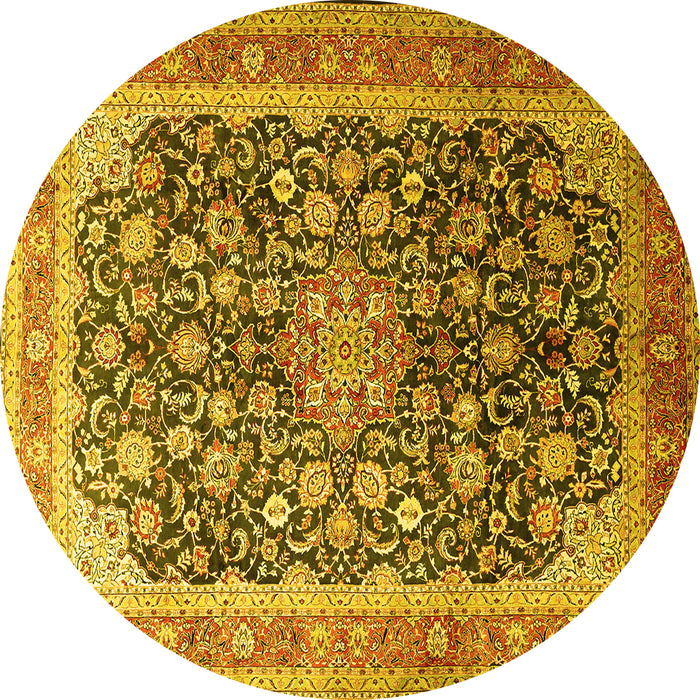Round Medallion Yellow Traditional Rug, tr240yw