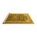 Sideview of Machine Washable Medallion Yellow Traditional Rug, wshtr240yw