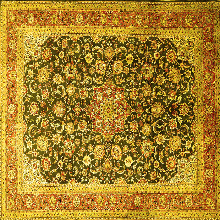 Square Medallion Yellow Traditional Rug, tr240yw