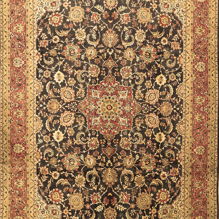 Machine Washable Medallion Brown Traditional Rug, wshtr240brn