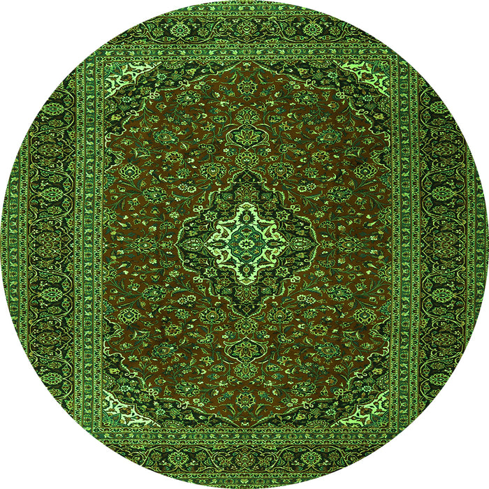 Square Medallion Green Traditional Rug, tr2410grn