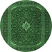 Round Medallion Emerald Green Traditional Rug, tr2410emgrn