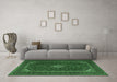 Machine Washable Medallion Emerald Green Traditional Area Rugs in a Living Room,, wshtr2410emgrn